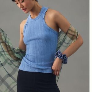 Wedgewood blue color, M, worn once, Anthropologie, Pilcro Ribbed, Tank